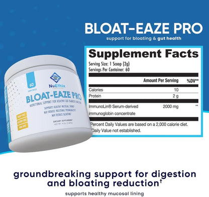 NuEthix Formulations Bloat Eaze Pro Support for Gut Barrier Function Dietary Supplement, 60 Servings