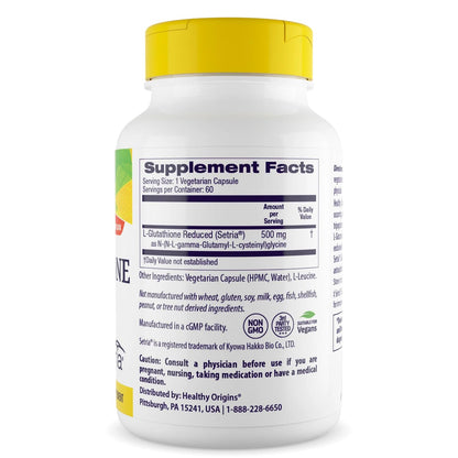 Healthy Origins Setria L-Glutathione 500 mg, 150 Veggie Caps