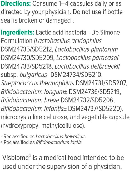 Visbiome® GI Care High Potency Probiotic, 112.5B CFU, 60 Capsules | Original De Simone Formulation®, Multi-Strain, Refrigerated Probiotics, Low FODMAP Certified, Gluten-Free, Made in USA