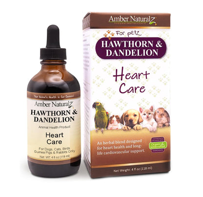 Amber NaturalZ Hawthorn & Dandelion for Pets, Heart & Circulation Care, 1oz | Maintains optimal cardiovascular wellness in pets. Supports normal heart function, healthy blood circulation & fluid balance.