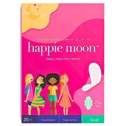 happie moon Tween and Teen Pads | Small Organic Cotton Cover Period Pads | Ultra Thin Cotton Pads