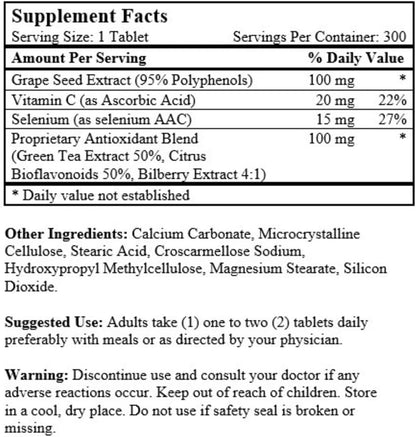 OPC-15 Grape Seed Extract, Vitamin C & Selenium, 300 Tablets