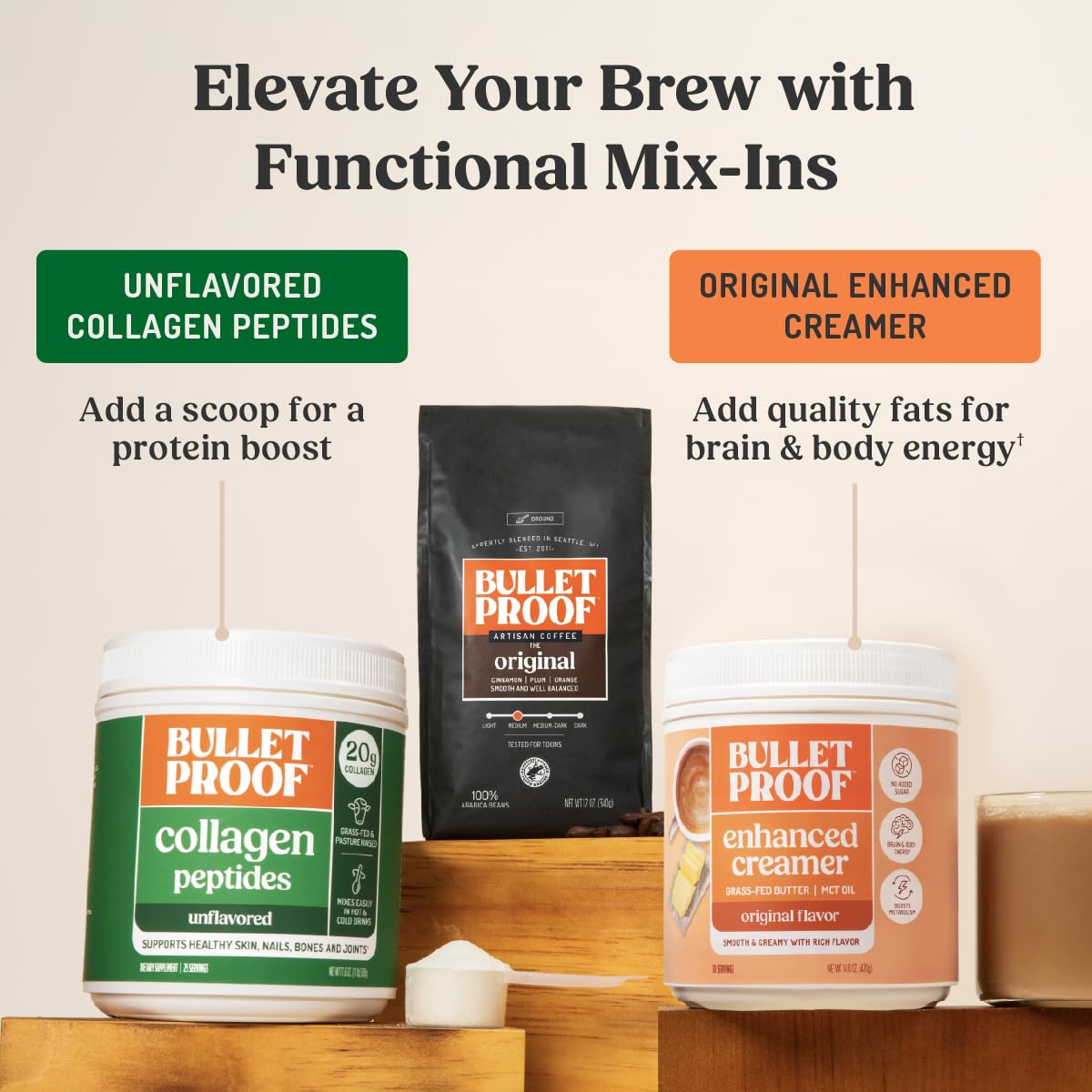 Bulletproof Original Medium Roast Whole Bean Coffee, 12 Ounces, Clean Coffee Tested for Toxins