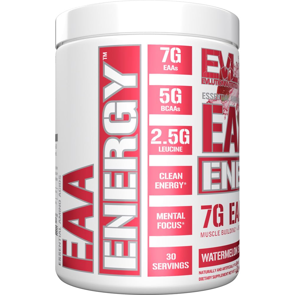 EAAs Amino Acids Powder - Energizing EAA Essential Amino Acids Pre & Post Workout Powder for Muscle Building Energy and Recovery Support with 7g per Serving Plus 5g BCAAs (Watermelon, 30 Servings)