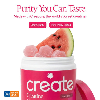Create Creatine Monohydrate Gummies for Men & Women, Boost Focus, Strength, and Endurance, Anti-Melting Formula, Vegan, Gluten-Free, Non-GMO, 1.5g of Creatine per Gummy (Orange)