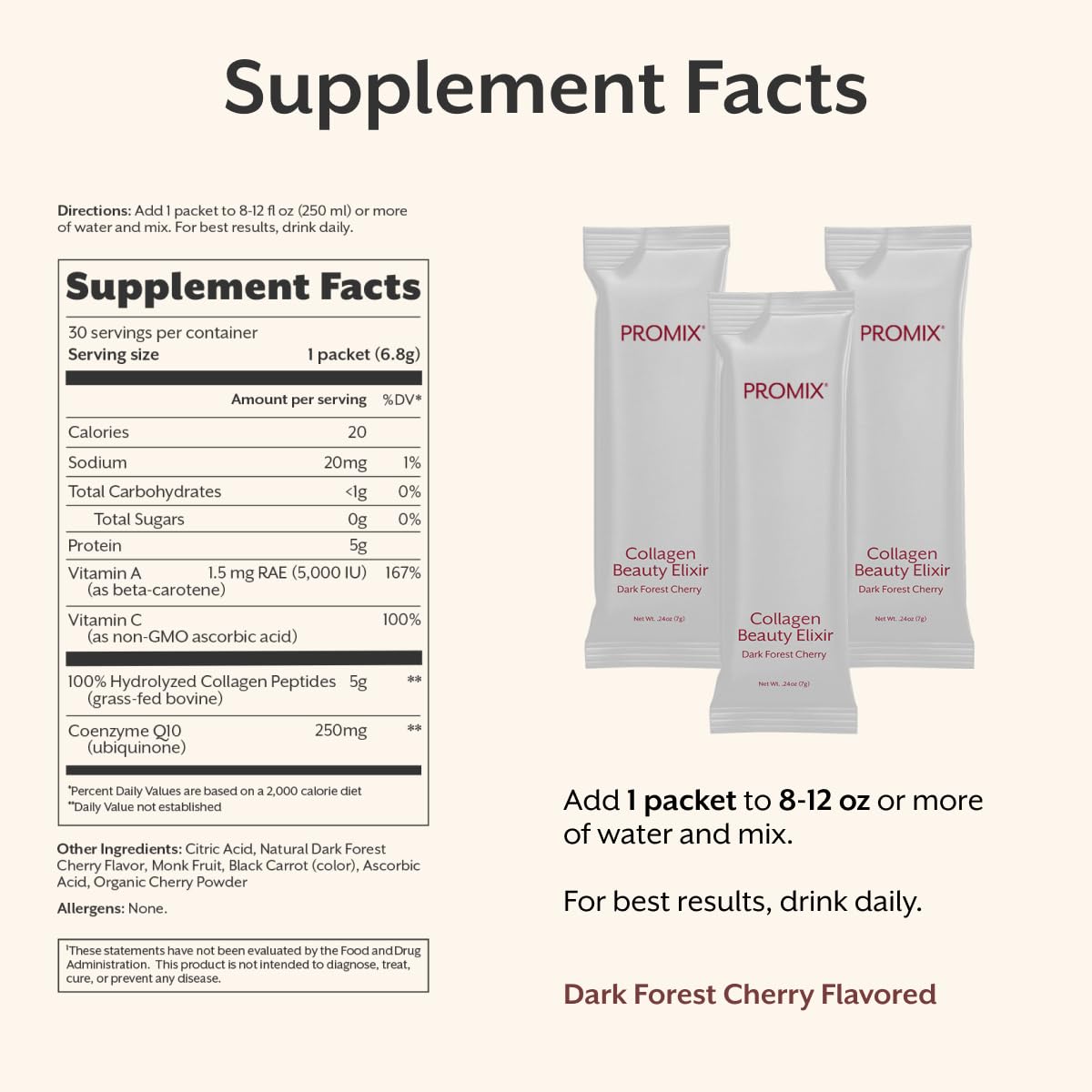 ProMix Nutrition Collagen Beauty Elixir (30 Sticks) | Watermelon (Dark Cherry)