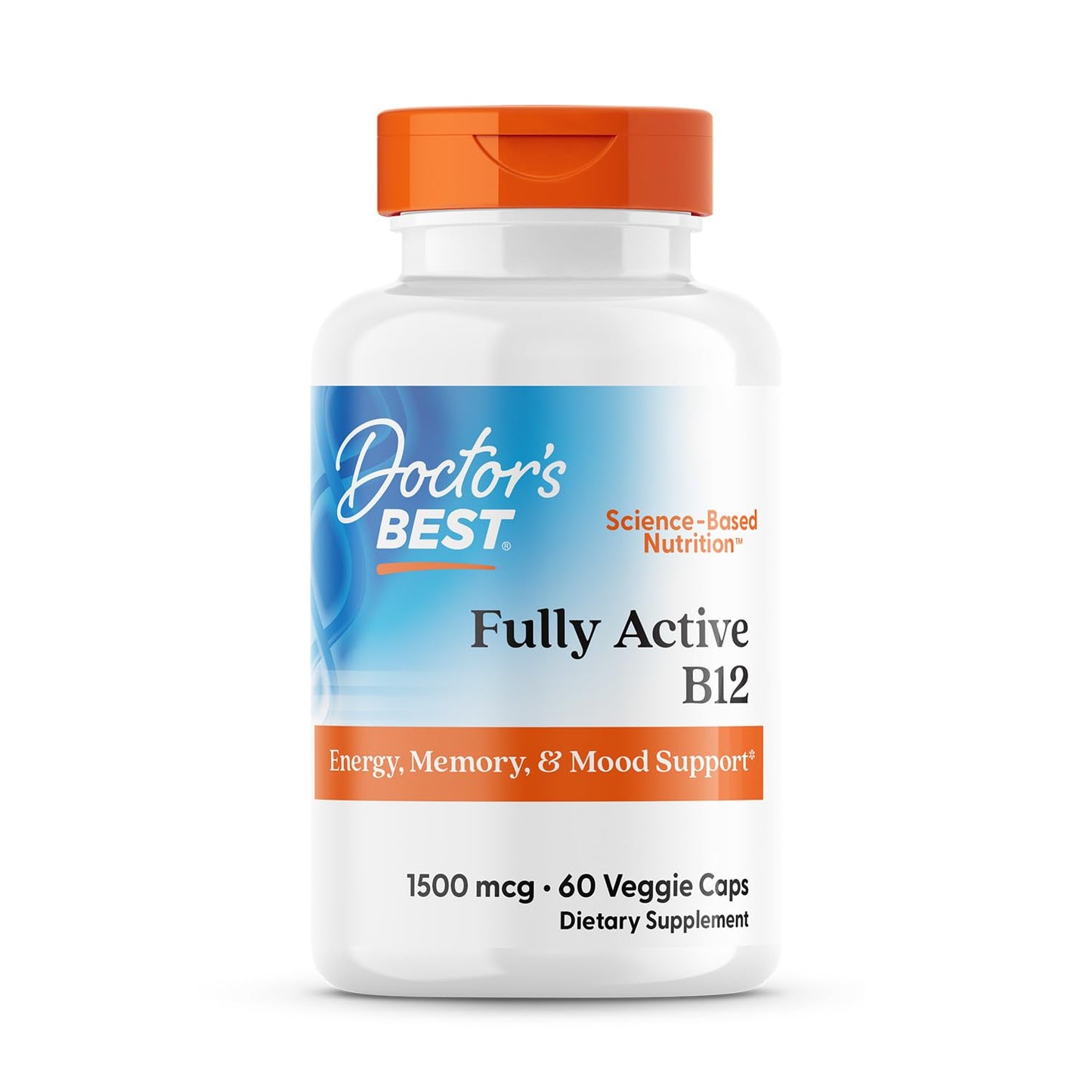 Doctor's Best Vitamin B12 Methylcobalamin for Men & Women - Vitamin B 12 Caps 1500 mcg, VIT B-12 Supplement, Vegan, Gluten Free, Non GMO, Fully Active - 180 Veg Capsules