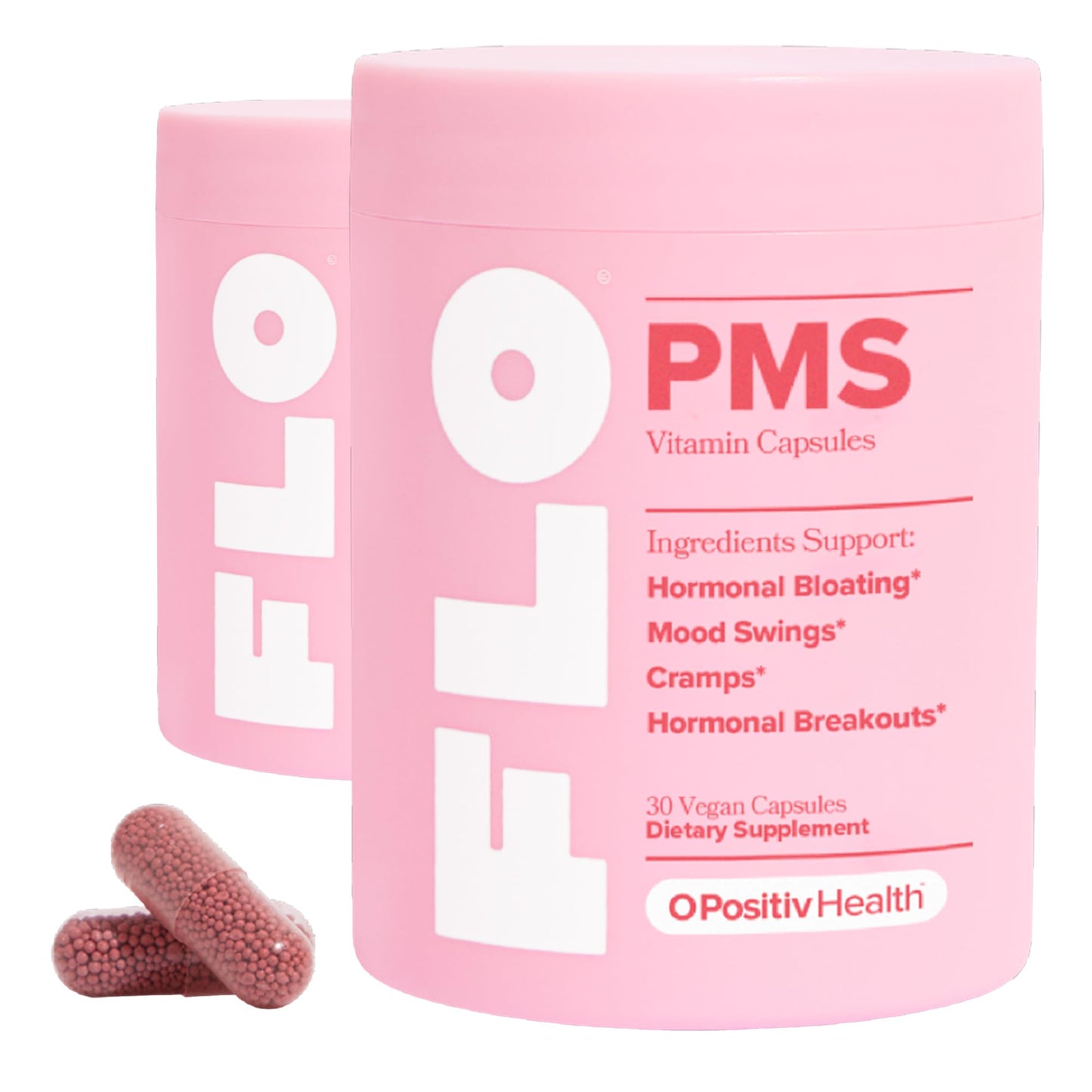 FLO PMS for Hormonal Breakouts, Bloating, Cramps, & Mood – 30-Day Supply