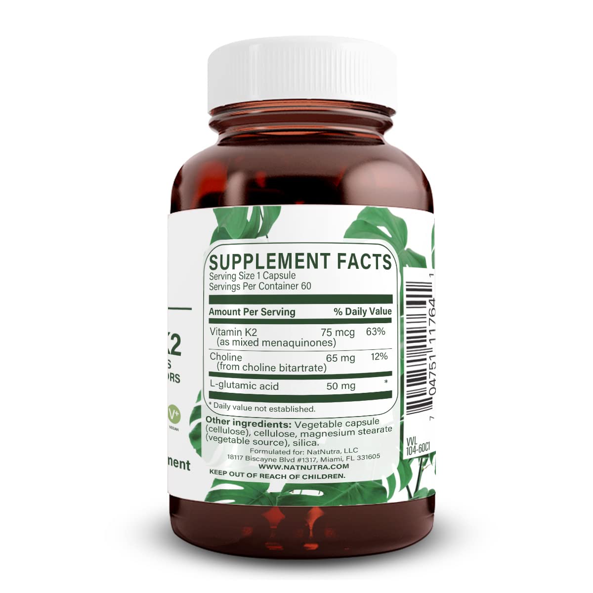 Natural Nutra Full Spectrum Vitamin K2 Supplement 75 mcg 60 Capsules | Supports Cardiovascular Health, Liver Function, Metabolic Health, Heart Health &Helps Promote Bone & Dental Health