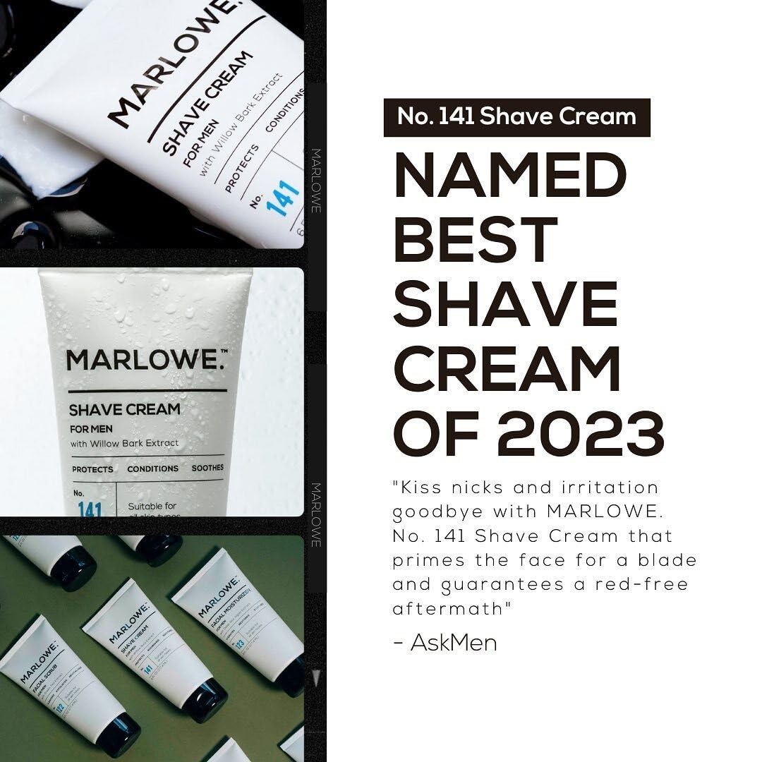 MARLOWE. No. 141 Shave Cream 6 oz, with Shea Butter & Coconut Oil, Conditioning Shaving