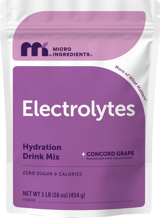 Micro Ingredients Electrolytes Powder, 2lbs (139 Servings) | Sugar Free | Lemon Raspberry Flavor | High Potassium (1,000mg) + Coconut Water & Real Lemon Juice | Keto Friendly, Non-GMO