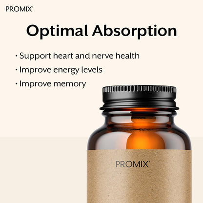Promix Nutrition Vitamin B12 Supplement - 1000mcg as Methylcobalamin - Gut friendly - 90 count