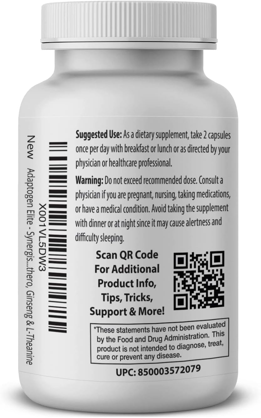 Pro Formulations MD Adaptogen Elite - Synergistic Blend - 60 vcaps - Balances Cortisol & Natural Energy - Enhanced with Rhodiola, Ashwagandha, Astragalus, Schisandra, Eleuthero, L-Theanine