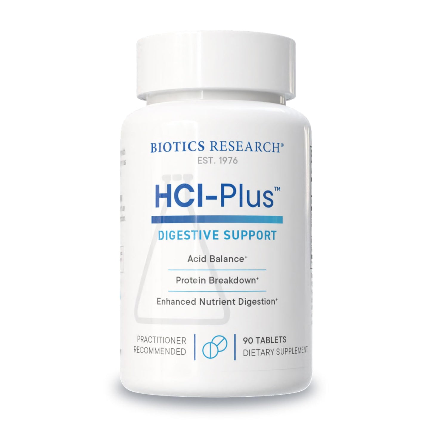 BIOTICS RESEARCH HCl Plus™, Supplies Betaine Hydrochloride, Pepsin, Glutamic Acid and More, Supports Healthy Digestion, 90 Tabs