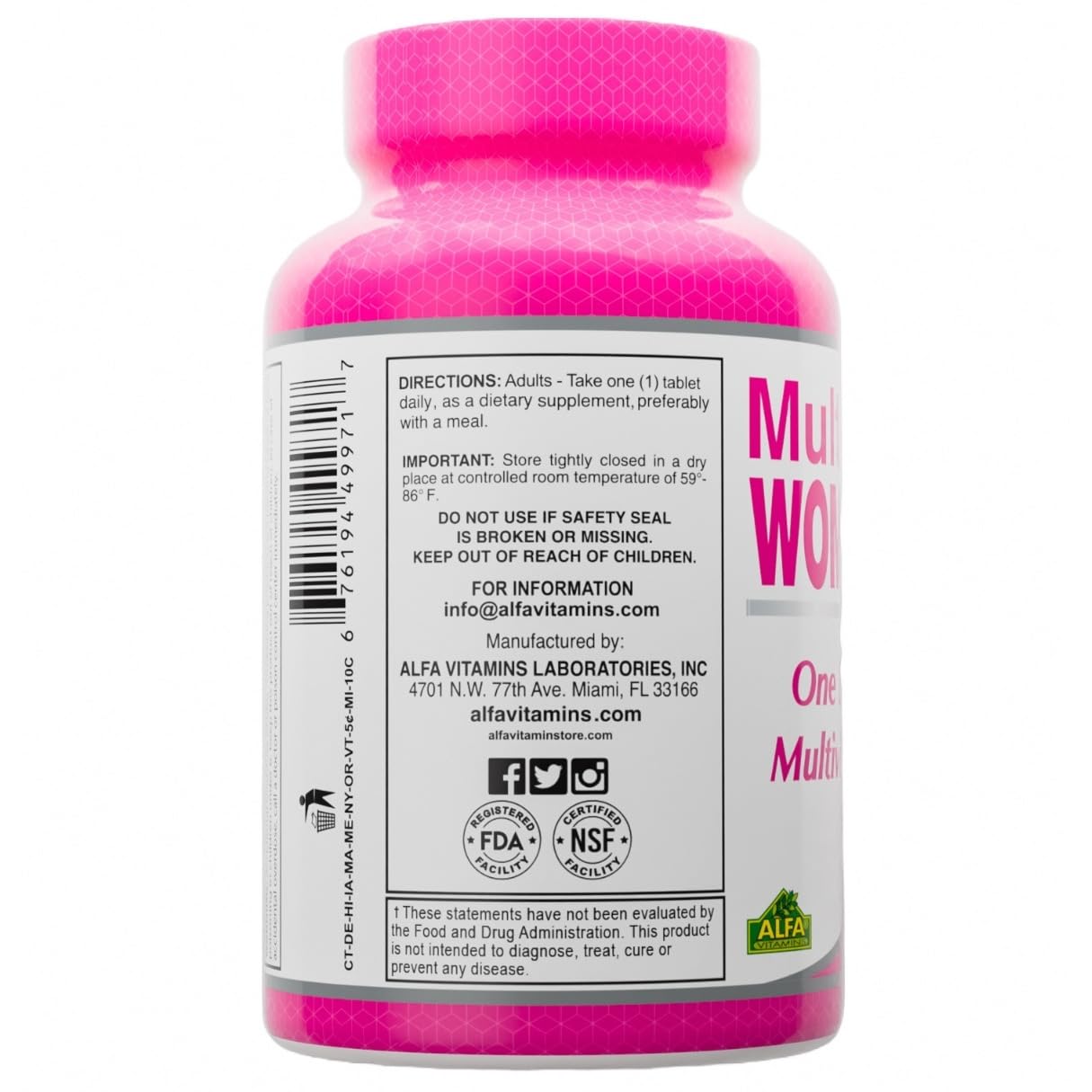 ALFA VITAMINS Multi Men Vitamins Dietary Supplement with Essential Vitamins & Minerals for Men - Amino Acids + Antioxidants - 100 Tablets