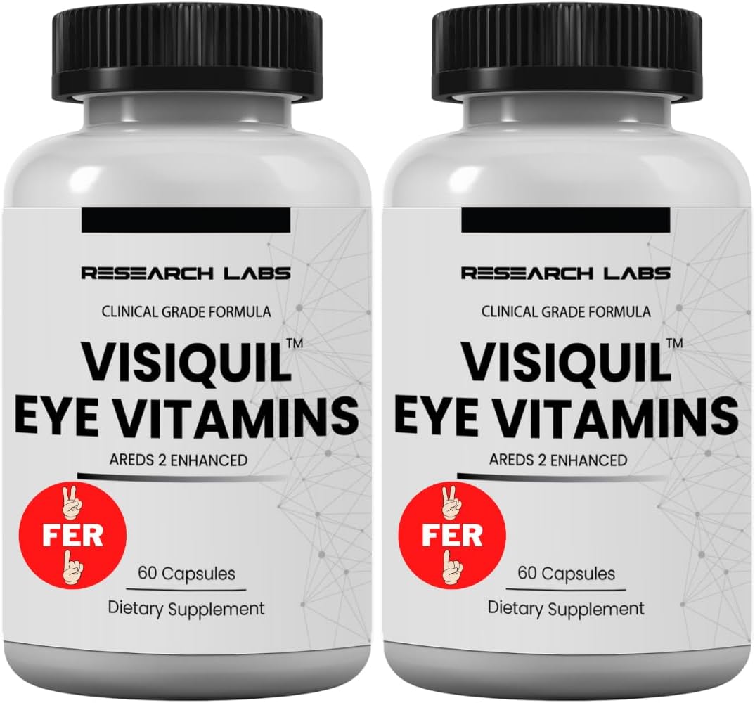 Research Labs Eye Vitamins Enhanced Absorption AREDS 2 Plus Formula 20mg Lutein, 10mg Zeaxanthin, Bilberry, Eyebright, Zinc, ALA, Quercetin & Other Proven Ingredients to Fight Eye Problems