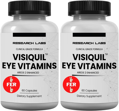 Research Labs Eye Vitamins Enhanced Absorption AREDS 2 Plus Formula 20mg Lutein, 10mg Zeaxanthin, Bilberry, Eyebright, Zinc, ALA, Quercetin & Other Proven Ingredients to Fight Eye Problems