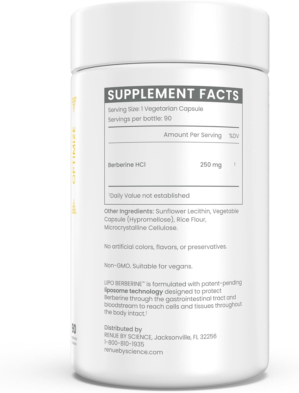 Renue By Science Berberine | 90 Berberine Supplement Capsules - 250mg Berberine per Serving | Bioavailable Formula for Increased Absorption | Non-GMO & Allergen Free | Manufactured in the USA
