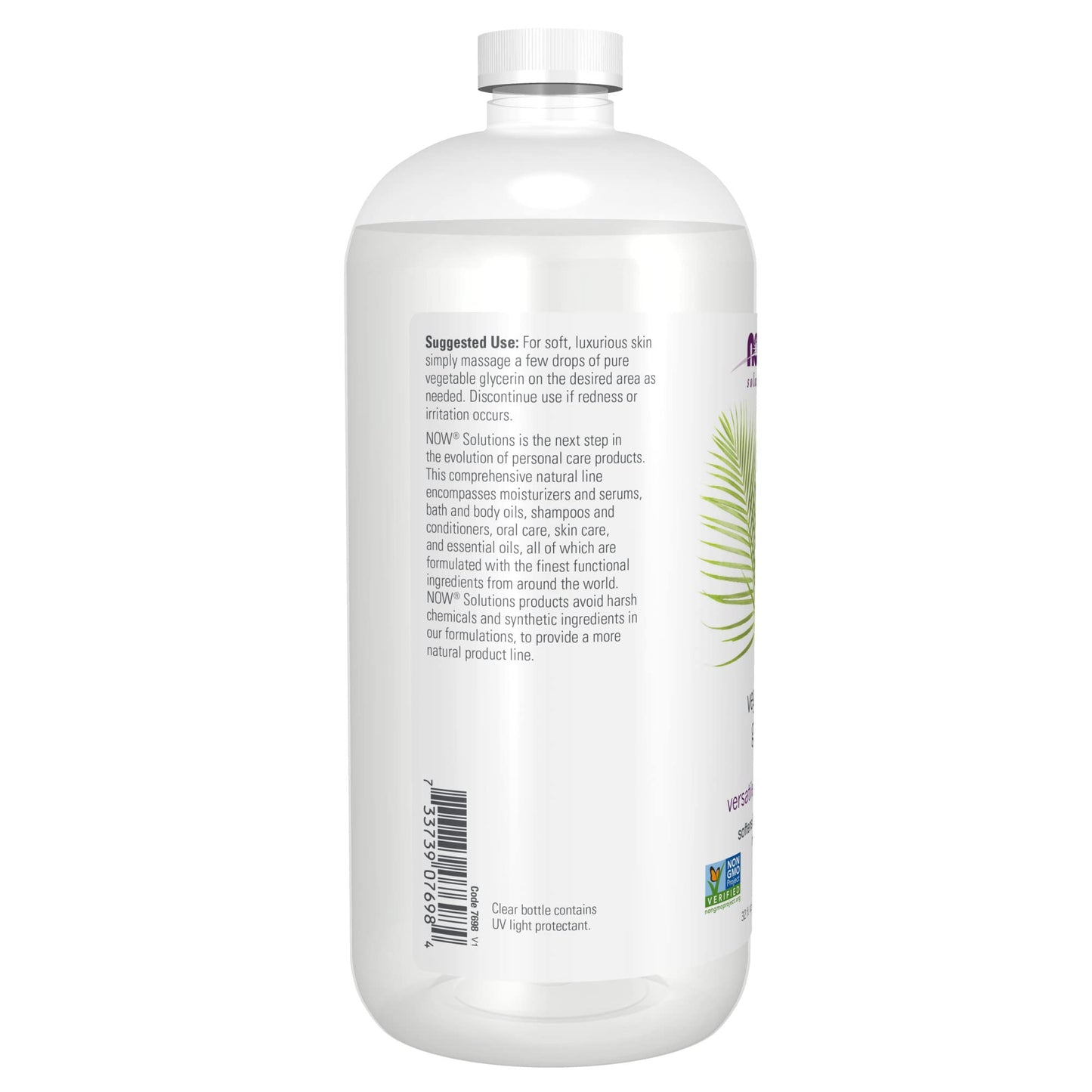 NOW Foods Solutions, Vegetable Glycerin, 100% Pure, Versatile Skin Care, Softening and Moisturizing, 16-Ounce