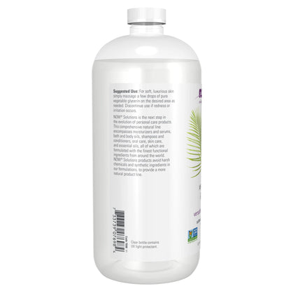 NOW Foods Solutions, Vegetable Glycerin, 100% Pure, Versatile Skin Care, Softening and Moisturizing, 16-Ounce