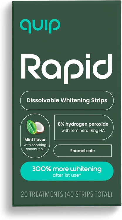 quip Dissolvable Teeth Whitening Strips, Rapid, Fast Acting, 40 Strips