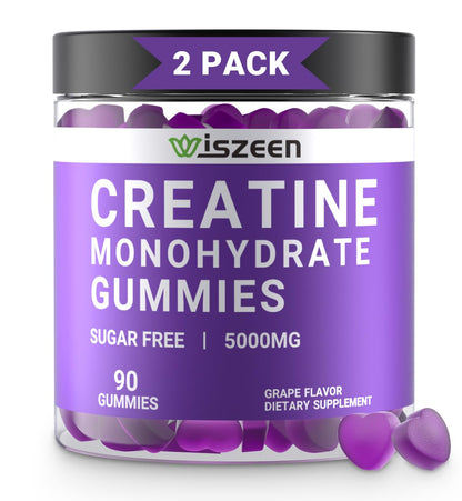 Wiszeen Creatine Monohydrate Gummies 5000mg for Men Women, Sugar Free Creatine 
