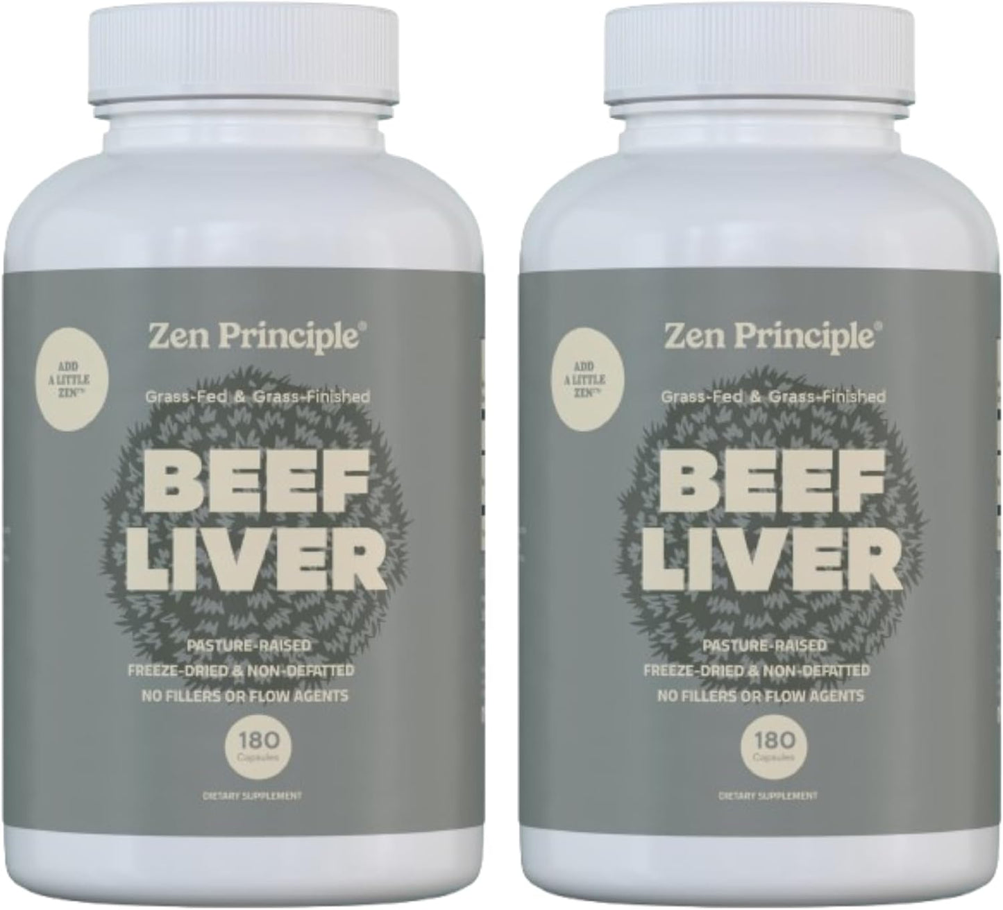 Zen Principle Ultra-Pure Desiccated Beef Liver, Grass-Fed & Finished New Zealand, No Hormones or GMOs, Natural Energy & Workout Support with Iron, Amino Acids & Vitamins. 360 Capsules.