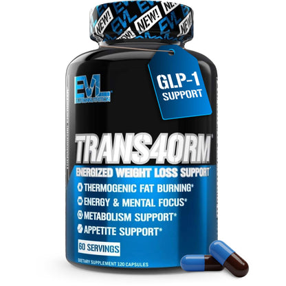 EVL Thermogenic Fat Burner Support - Fast Acting Weight Loss Energy and Appetite Support - Trans4orm Green Tea Supplement for Men and Women - 60 Servings
