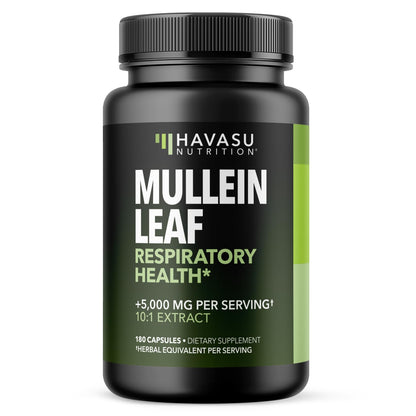 500mg Mullein Extract for Lung Support and Respiratory Health, 30 Count | Mullein Leaf Capsules for Respiratory Health, Vegan, Non-GMO Herbal Supplement for Overall Daily Wellness, 1 Month Supply