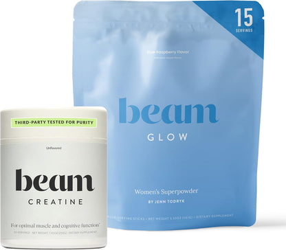 BEAM Glow & Creatine Bundle, Hormone Balance, Energy & Muscle Support for Women, Hair, Skin, Nails, Hydration, Vegan, No Sugar, Third Party Tested