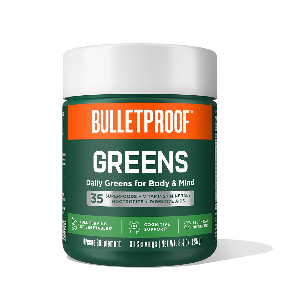 Bulletproof Greens, 8.4 Ounces, Daily Greens Powder with Superfoods, Nootropics, Vegetables, Fruits and Essential Nutrients