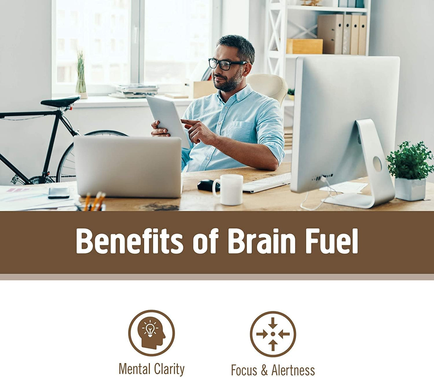 OM MUSHROOM SUPERFOOD Brain Fuel Mushroom Powder Capsules Superfood Supplement, 90 Count, 30 Days, Lion's Mane, Reishi Blend Plus Folate, Mental Clarity, Mushroom Supplement