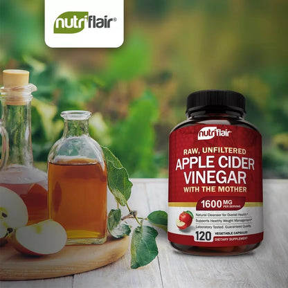 Apple Cider Vinegar Capsules with The Mother - 120 Vegan ACV Pills - Best Supplement for Healthy Weight Loss, Diet, Keto, Digestion, Detox, Immune - Powerful Cleanser & Appetite Suppressant Non-GMO