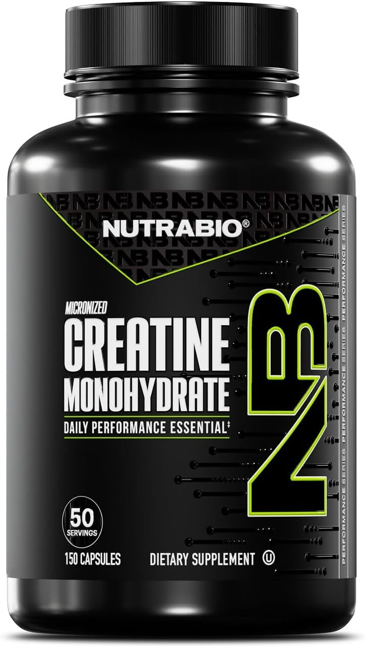 NutraBio Pure Micronized Creatine Monohydrate Capsules, Creatine Pills, Supports Bulk Muscle Energy, Recovery, and Strength - Keto Friendly, Kosher, Creatine Nutritional Supplement for Men and Women