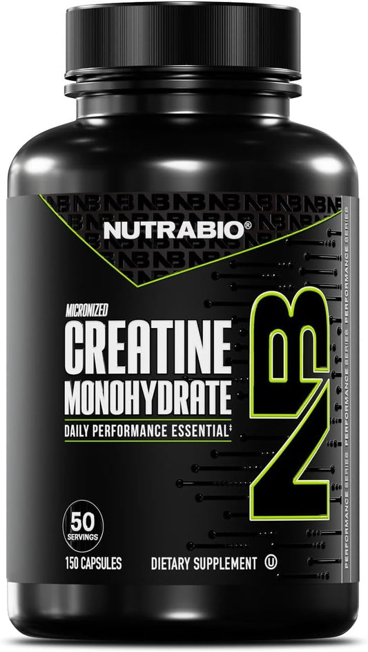 NutraBio Pure Micronized Creatine Monohydrate Capsules, Creatine Pills, Supports Bulk Muscle Energy, Recovery, and Strength - Keto Friendly, Kosher, Creatine Nutritional Supplement for Men and Women