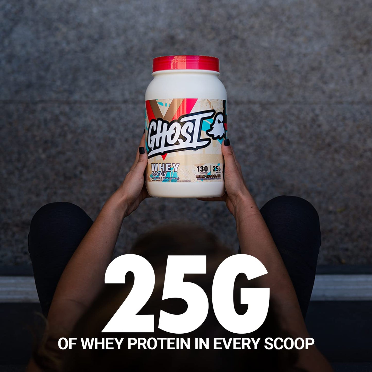GHOST Whey Protein Powder, Cinnabon - 2LB, 25G of Protein - Cinnamon Roll Flavored Isolate, Concentrate & Hydrolyzed Whey Protein Blend - Post Workout Shakes - Soy & Gluten Free