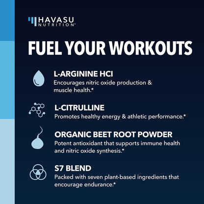 L-Arginine with L-Citrulline Powder, Nitric Oxide Supplement, Mixed Berry | Vegan, Non-GMO Pre and Post Workout Support Powder for Endurance & Recovery, L-Arginine, L-Citrulline, Beet-Root, 30 Servings