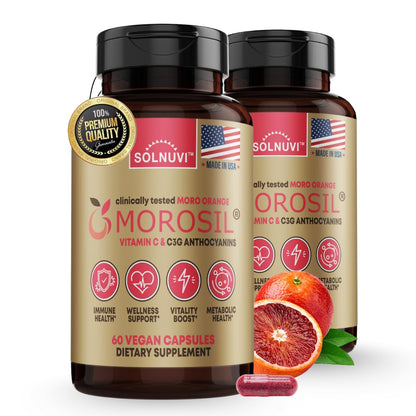 Morosil Clinically Tested C3G Supplement - Metabolism, Antioxidant, Wellness Support for Men & Women - 400mg Moro Red Orange Extract - 60 Veggie Capsules - Non-GMO, Gluten-Free, Vegan-Friendly