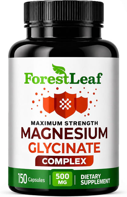 Magnesium Glycinate 500mg Complex - Magnesium Supplement Capsules for Sleep and Calmness - Non-GMO, 3rd Party Tested - 150 Pills for Women & Men by ForestLeaf
