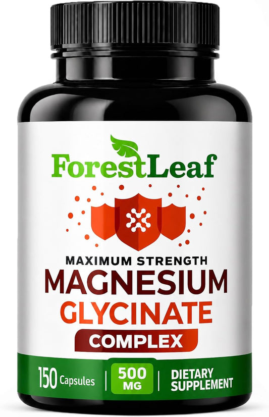 Magnesium Glycinate 500mg Complex - Magnesium Supplement Capsules for Sleep and Calmness - Non-GMO, 3rd Party Tested - 150 Pills for Women & Men by ForestLeaf