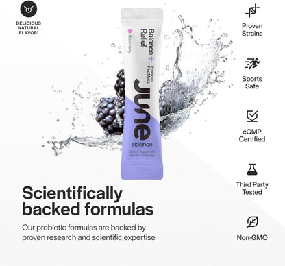 Balance + Relief | Fast Melt Pre + Probiotic for Mood & Stress - BlackBerry Flavor, 30 Powder Sachets