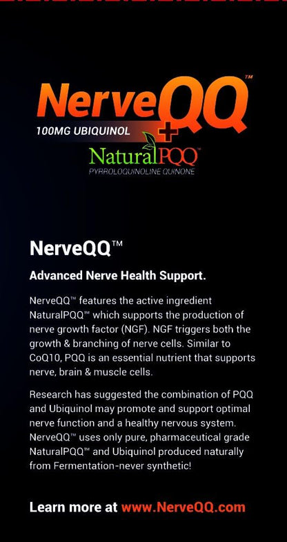 NerveQQ Ultra Advanced Formula Neuropathy Support - #1 Recommended Nerve Growth Factor (NGF) Health and Function. 100mg of Ubiquinol (QH) Plus Natural PQQ 20mg (Vegetarian Softgels)