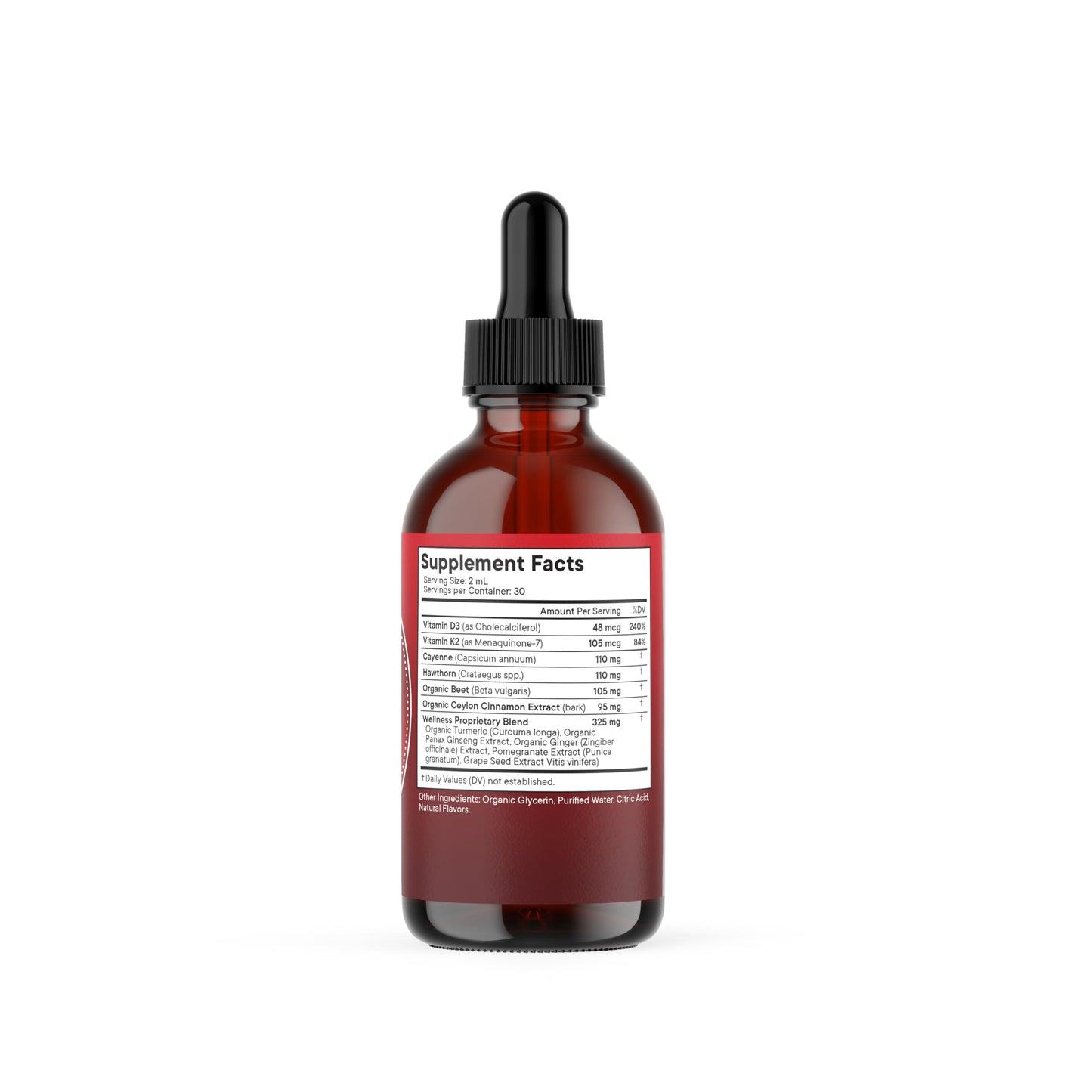 Cayenne Pepper Supplement Liquid Drops + Hawthorn Berry, Vitamin D3 K2 Beet Root Powder, Ceylon Cinnamon, Turmeric Curcumin, Organic Panax Ginseng - 4 OZ