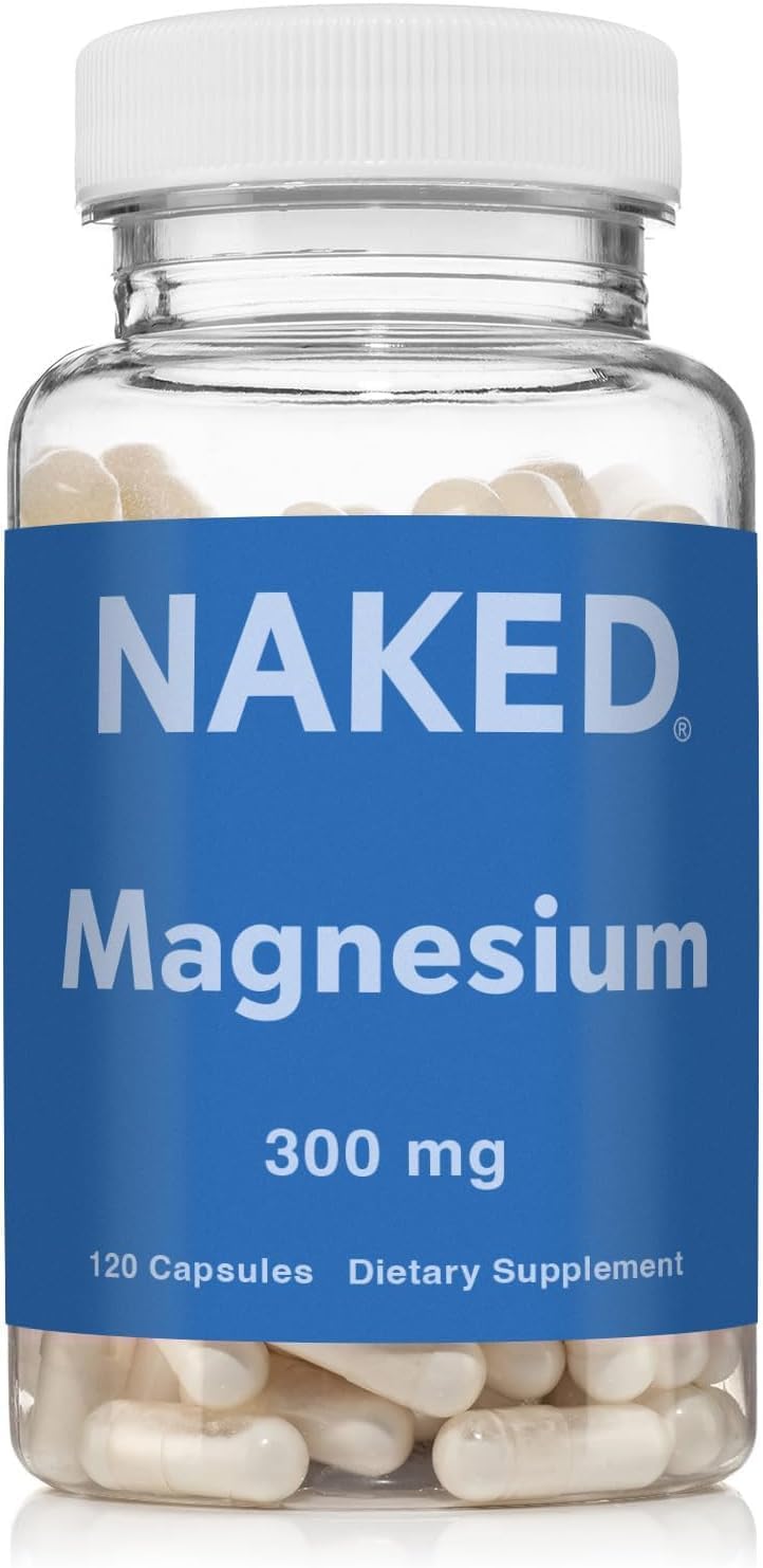 Naked Magnesium Glycinate Complex - 300mg Magnesium Supplement with Citrate & Malate - High Absorption Formula - Vegan, Non-GMO, Gluten-Free - 120 Capsules