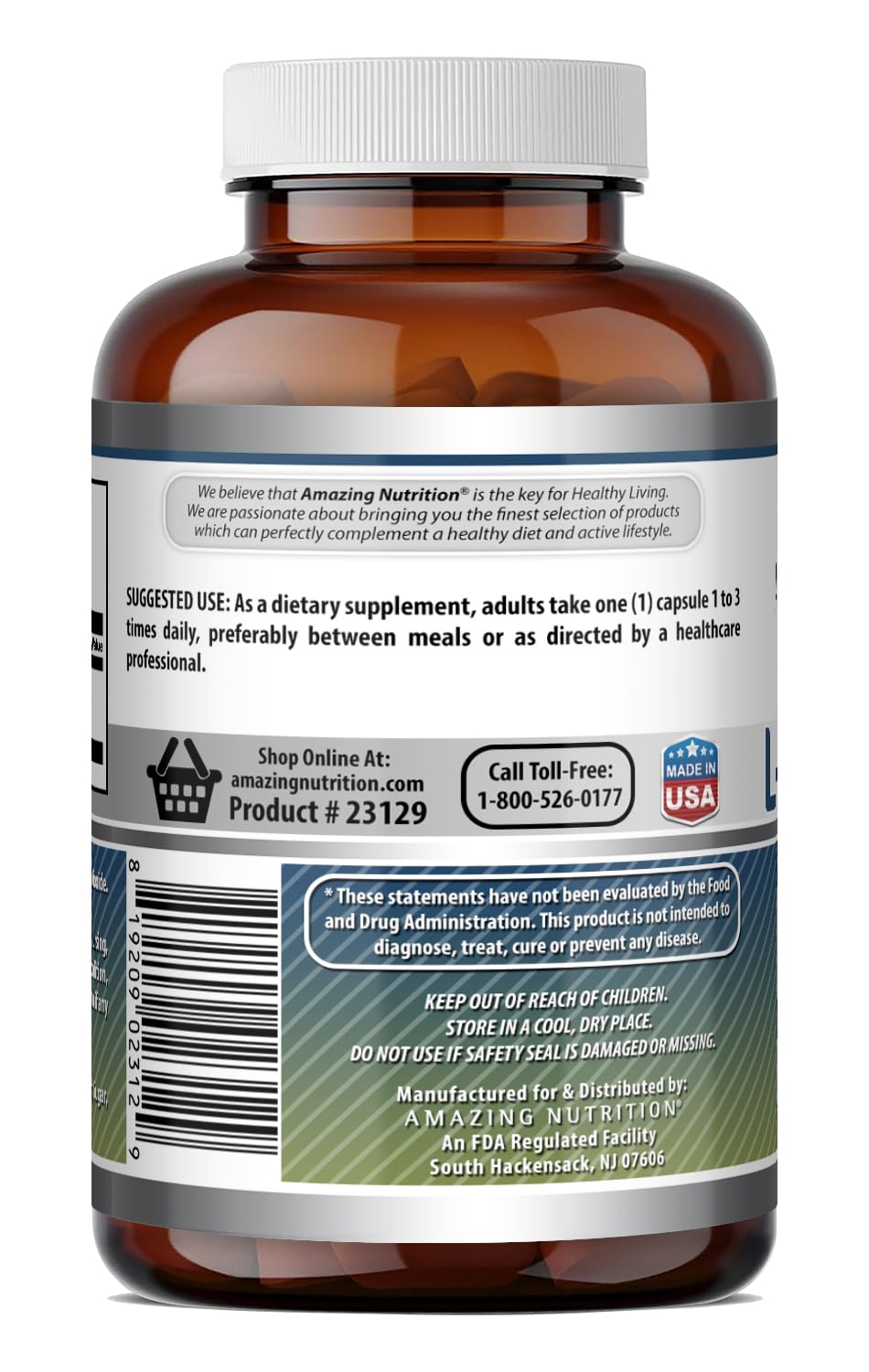 Amazing Formulas L-Glutamine Amino Acid Supplement | 500 Mg | Capsules | Non-GMO | Gluten-Free | Made in USA (1 Pack | 120 Count)