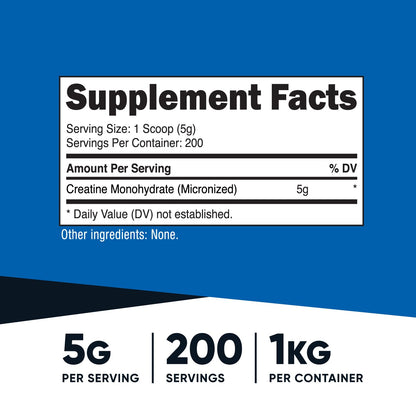 Nutricost Creatine Monohydrate Micronized Powder 500G, 5000mg Per Serv (5g) - 100 Servings, 17.9 Oz