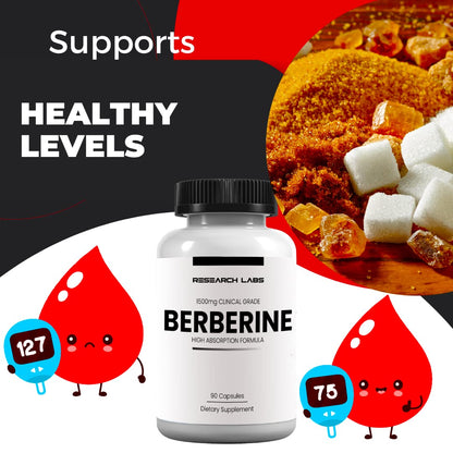 Research Labs 2 Fer 1 Ad - 1500mg Clinical Grade Berberine High Absorption Formula & BerberQuil™ Support. 180 Total Capsules. 500mg Each Capsule
