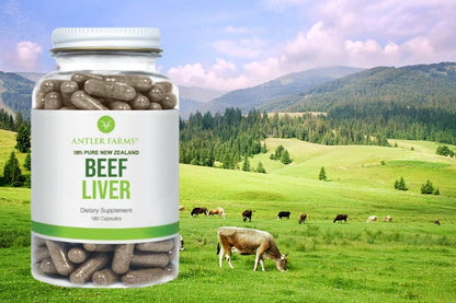 Antler Farms New Zealand Beef Liver Capsules - Grass Fed, 180 Capsules | 100% Pure Desiccated Grass Fed Beef Liver Supplement, Cold Processed, rBGH Free, No Fillers or Additives