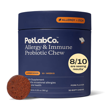 PetLab Co. Allergy & Immune Probiotic Chews, 30 Soft Chews, Small Dogs | Size-specific omega-3s, colostrum and prebiotics to support yeast balance, skin health and immune function