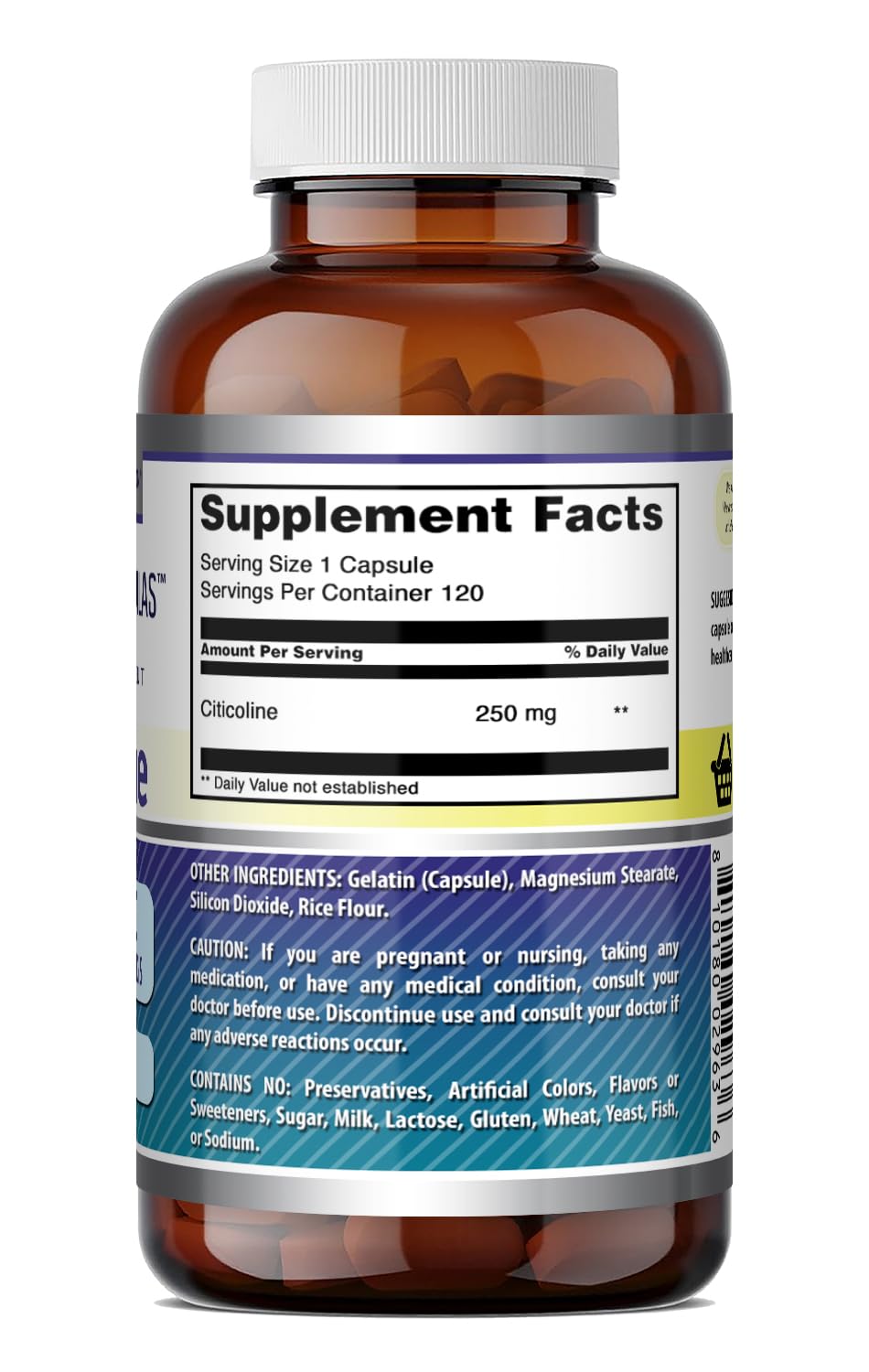 Amazing Formulas Citicoline 250 mg | Capsules Supplement | Non-GMO | Gluten Free | Made in USA (60 Count)